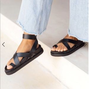 Liberté Leather chunky Sandal in black. New with tags